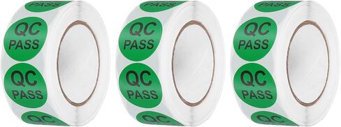 uxcell 3Roll 1500Pcs QC Pass Labels, 1 Inch Round Inventory Quality Control Stickers for Warehouse Management Organization Inspection, Green in Saudi Arabia