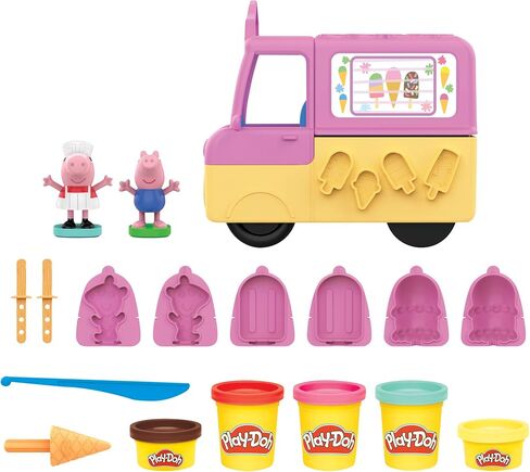 تلعب الآيس كريم من Play-Doh Peppa مع شاحنة ، خنزير Peppa و George ، و 5 علب مركبة غير سامة ، لعبة للأطفال 3 سنوات وما فوق in Kuwait