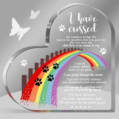Pet Sympathy Gifts for Loss of Dog and Cat, Pet Bereavement Gifts, Pet Remembrance Gift, Pet Loss Gifts, Passing Away Gifts, Pet Footprint, Pet Sympathy Memorial Heart Shaped Acrylic Decor Sign in Kuwait