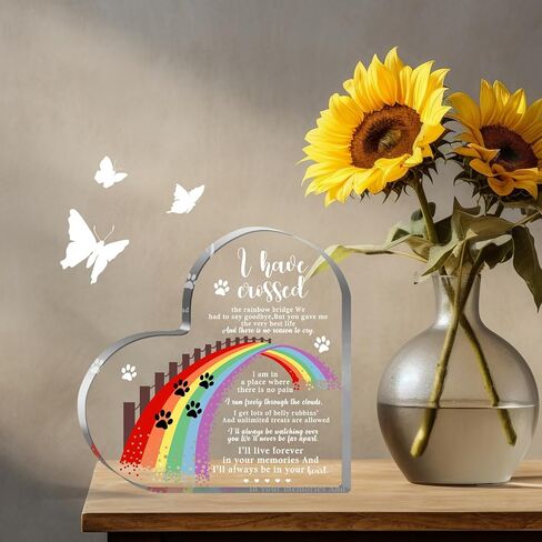 Pet Sympathy Gifts for Loss of Dog and Cat, Pet Bereavement Gifts, Pet Remembrance Gift, Pet Loss Gifts, Passing Away Gifts, Pet Footprint, Pet Sympathy Memorial Heart Shaped Acrylic Decor Sign in Kuwait
