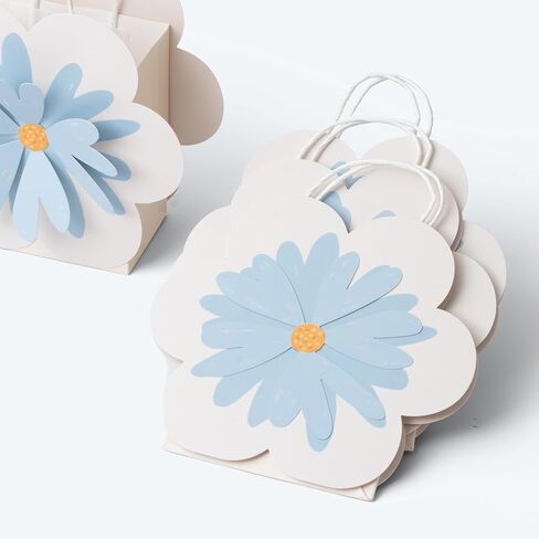 Cheerland Floral Gift Bags Blue Daisy Flower Goodie Treat Party Favor Bag with Handles for Woodland Baby Shower Spring Birthday Wedding Gender Reveal Garden Tea Party Decoration Supplies Pack of 8 in Kuwait