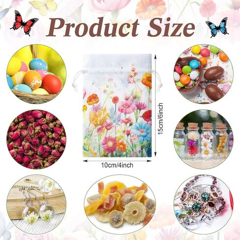 Supervitae 30 PCS Wildflower Burlap Gift With Compantring 4 × 6 بوصة الربيع الصيفية لحفل الأزهار لصالح التغليف حقائب المجوهرات الصغيرة للنساء عيد الأم الحزب الاستحمام in Kuwait