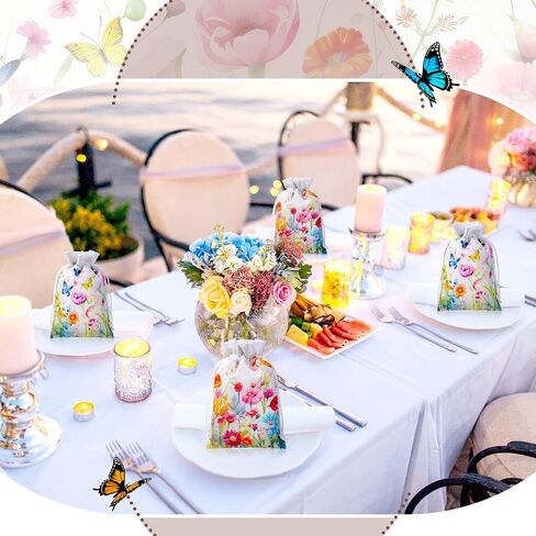 Supervitae 30 PCS Wildflower Burlap Gift With Compantring 4 × 6 بوصة الربيع الصيفية لحفل الأزهار لصالح التغليف حقائب المجوهرات الصغيرة للنساء عيد الأم الحزب الاستحمام in Kuwait