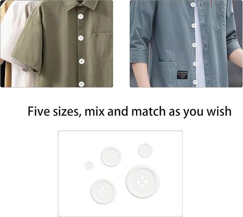 Lilaly 160 pcs White Buttons for Crafts Buttons, Button DIY Buttons, Mixed Sewing Buttons, 5 Sizes of White Round Mixed Buttons Suitable for for Crafts, Coats, Shirts, Pants, Shorts and More (White) in Saudi Arabia