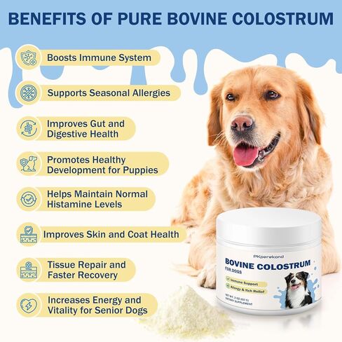 Bovine Colostrum for Dogs, 50% IgG, Immune Support for Dog Allergy and Itch Relief, 2 Oz Organics Pure Grass-Fed Colostrum Power for Dogs, Promote Skin and Gut Health, Licking Paws Relief in Saudi Arabia