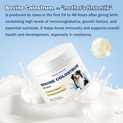 Bovine Colostrum for Dogs, 50% IgG, Immune Support for Dog Allergy and Itch Relief, 2 Oz Organics Pure Grass-Fed Colostrum Power for Dogs, Promote Skin and Gut Health, Licking Paws Relief in Saudi Arabia