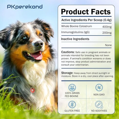 Bovine Colostrum for Dogs, 50% IgG, Immune Support for Dog Allergy and Itch Relief, 2 Oz Organics Pure Grass-Fed Colostrum Power for Dogs, Promote Skin and Gut Health, Licking Paws Relief in Saudi Arabia