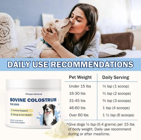 Bovine Colostrum for Dogs, 50% IgG, Immune Support for Dog Allergy and Itch Relief, 2 Oz Organics Pure Grass-Fed Colostrum Power for Dogs, Promote Skin and Gut Health, Licking Paws Relief in Saudi Arabia