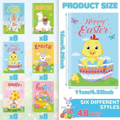 48PCS Easter Activity Books for Kids Easter Party Coloring Books Happy Easter Fun and Games Activity Books Challenging Activities Mazes Find Difference for Party Classroom Gifts Bag Stuffers in Saudi Arabia