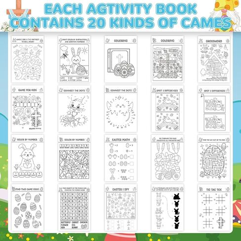 48PCS Easter Activity Books for Kids Easter Party Coloring Books Happy Easter Fun and Games Activity Books Challenging Activities Mazes Find Difference for Party Classroom Gifts Bag Stuffers in Saudi Arabia