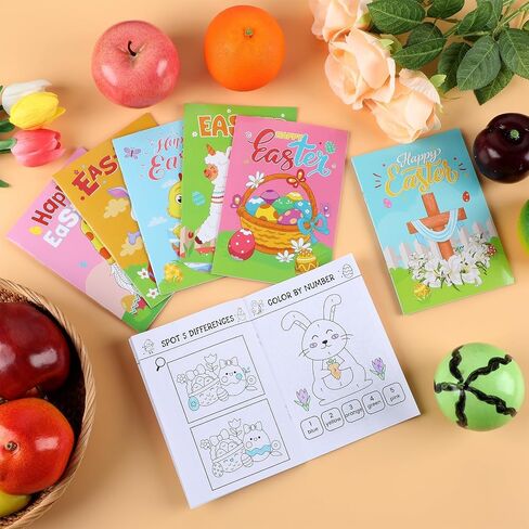 48PCS Easter Activity Books for Kids Easter Party Coloring Books Happy Easter Fun and Games Activity Books Challenging Activities Mazes Find Difference for Party Classroom Gifts Bag Stuffers in Saudi Arabia