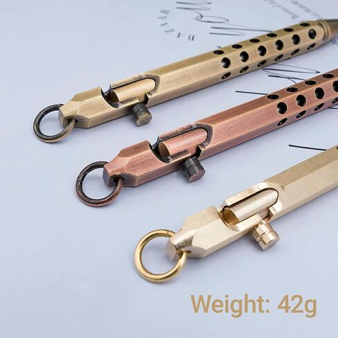 Origin-Joy 2 Pack Bolt Action Pen Set, Six Edge Solid Brass EDC Pocket Tactical Pen With 20 Ballpoint Refills (Natural Brass & Nickel Gray) in Saudi Arabia