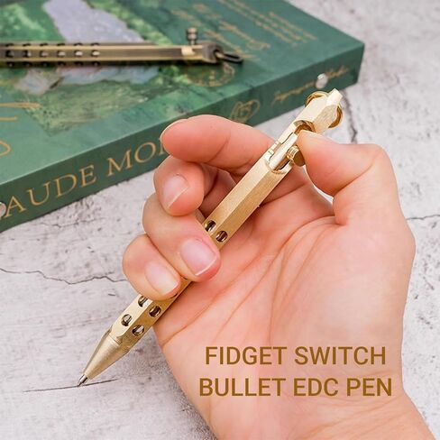 Origin-Joy 2 Pack Bolt Action Pen Set, Six Edge Solid Brass EDC Pocket Tactical Pen With 20 Ballpoint Refills (Natural Brass & Nickel Gray) in Saudi Arabia