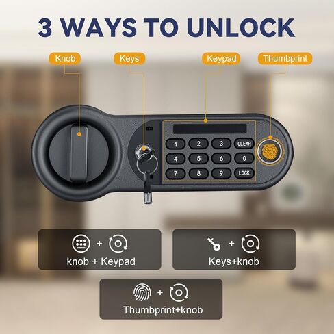 Safe Box Fingerprint Lock with Keypad and Key, Mute Mode, Personal Electronic Safe Box for Home Normal Use (0.5 Cubic Feet) in Saudi Arabia