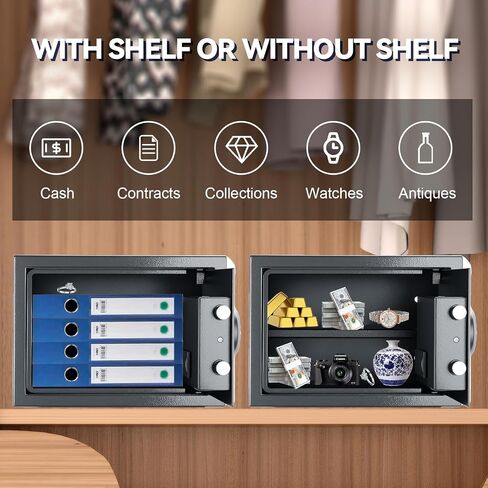 Safe Box Fingerprint Lock with Keypad and Key, Mute Mode, Personal Electronic Safe Box for Home Normal Use (0.5 Cubic Feet) in Saudi Arabia