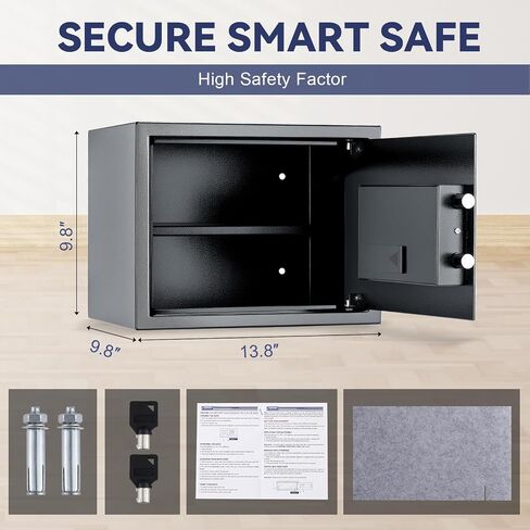 Safe Box Fingerprint Lock with Keypad and Key, Mute Mode, Personal Electronic Safe Box for Home Normal Use (0.5 Cubic Feet) in Saudi Arabia