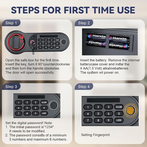 Safe Box Fingerprint Lock with Keypad and Key, Mute Mode, Personal Electronic Safe Box for Home Normal Use (0.5 Cubic Feet) in Saudi Arabia