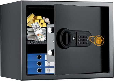 Safe Box Fingerprint Lock with Keypad and Key, Mute Mode, Personal Electronic Safe Box for Home Normal Use (0.5 Cubic Feet) in Saudi Arabia