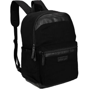 Wrangler Powell Backpack for Travel Classic Logo Water Resistant Casual Daypack for Travel with Padded Laptop Notebook Sleeve (Black)