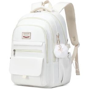 Laptop Backpack 15.6 Inch College Backpacks for Women, School Backpack for Girls,Students Aesthetic Anti Theft Travel Daypack Large Bookbags Middle High School Back Pack(Beige)