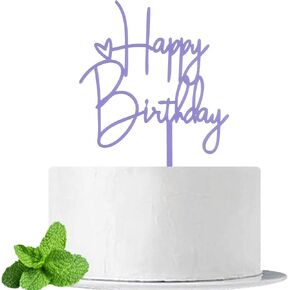 JIEEIN Happy Birthday Cake Topper for Birthday Party Decoration - Purple Acrylic
