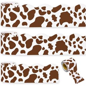 Whaline 98.4ft Cow Print Bulletin Board Borders 3 Sizes Black White Cow Die-Cut Bulletin Board Stripes Rolled Bulletin Board Trim for Cow Party Birthday School Classroom Office Chalkboard Decor