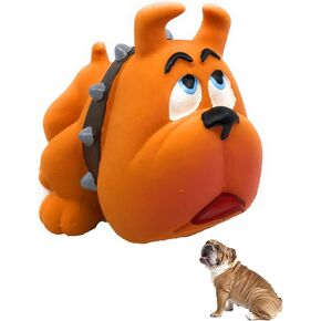 Bulldog - Squeaky Dog Toy - Soft, Natural Rubber (Latex) - for Puppies, Small Dogs & Medium Breed - Indoor Play - Free from Harmful Chemicals