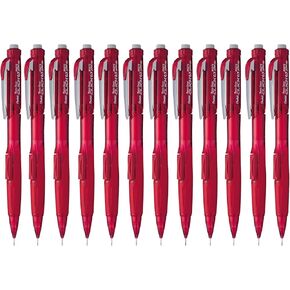 Pentel Twist-Erase CLICK Mechanical Pencil (0.5mm) Transparent Red Barrel, Box of 12 (PD275TB)