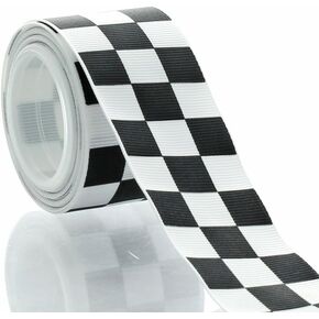 1.5" Black Racing Checkered Grosgrain Ribbon 5yd