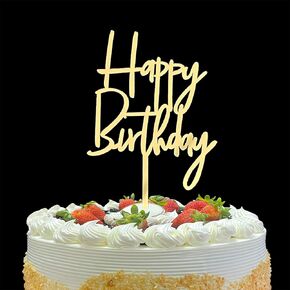 كعكة عيد ميلاد سعيد ، مرآة الذهب ، والذهبية ، ومرآة عيد ميلاد سعيد ، مستلزمات الديكور للاحتفال بالذكرى/عيد ميلاد