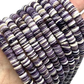 ABCGEMS 2-Tone Lavender Wampum Shell Beads - Atlantic Coast of USA - NY, MA, RI, CT, NJ, DE (America's First Currency from 1637-1673) Native American Style Rondelle Heishi 10mm (Half Strand)