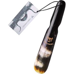 Tibetanhorn Shoe Horn,Hand Crafted Natural Tibetan Yak Horn Shoe Horn for Men, Women, Kids, Boots & All Shoes (2Pack), Brown and Black, Medium