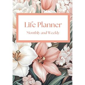 شهريًا وأسبوعيًا 7 "X10" Life Planner للإنتاجية وإدارة الوقت: تصميم الزهور الوردي