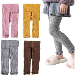 Silkglory Girls Leggings for Little Girls, (2 Pack) Toddler Girl Pants Leggings for Girls Grey/White/Black/Apricot 2-9 Years