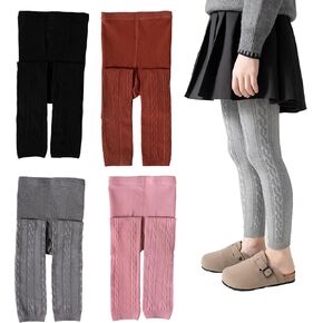 Silkglory Girls Leggings for Little Girls, (2 Pack) Toddler Girl Pants Leggings for Girls Grey/White/Black/Apricot 2-9 Years