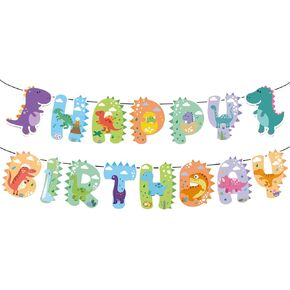 Dinosaur Birthday Banner Dinosaur Birthday Party Decorations for Boys Kids Dino Theme Party Supplies Indoor Outdoor Hanging Décor Party Ornaments, Set for Kids Birthday Parties
