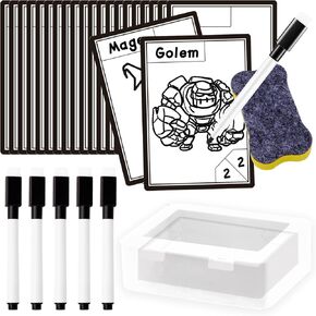 50Pcs Reusable Dry Erase MTG Tokens Cards for Magic The Gathering Games Accessories with 5 Dry Erase Markers and 1 Eraser