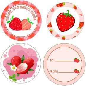 Pink Strawberry Thank You Stickers Labels Strawberry Envelope Seals 2 Inch to and from Present Stickers Thank You for Being So Sweet Birthday Party Favors Labels 240 Pcs Per Pack