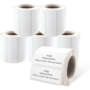 PUQU 45x60mm Direct Thermal Sticker Labels, Self-Adhesive All-Purpose Label Maker Tape, Compatible with AQ Series Label Printer, Refills Standard Laminated Office Labeling, 1 Roll of 130 Labels