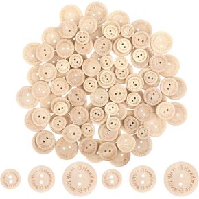 150 PCS أزرار خشبية مصنوعة يدويًا ، أزرار خياطة من الثقوب مع الحب ، 15 مم/20 مم/25 مم زر حرف لطيف زر لملحقات الملابس ، مشاريع حرفة DIY