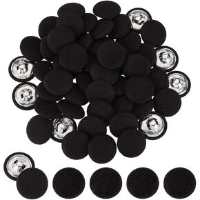 PH PandaHall 50pcs Fabric Cloth Covered Buttons, 19mm Black Sewing Button Soft Cloth Shank Button Rounnd Craft Button for Blazer Vests Jacket Jeans Dress Blouses Bridal Gowns DIY Sewing