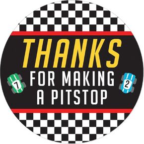Race Car Birthday Party Stickers, Let's Go Racing Racecar Stickers (1.75" Thank You Stickers)