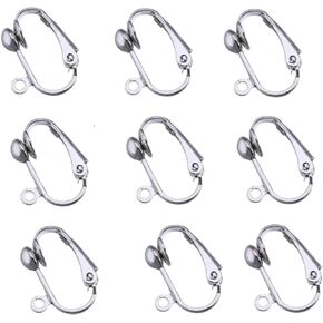 HLLMX 20 PCS Clip-on Earring Converter with Easy Open Loop Hypoallergenic Earring Clip On Backs Parts Components Findings for DIY Earring and Turn Any Studs or Pierced into Clip on (Silver)