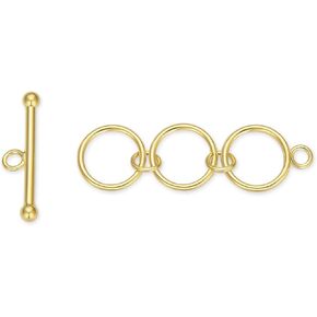 2 Sets Adabele Authentic 925 Sterling Silver Adjustable Toggle Clasp 3 Round Ring T-Bar Closure Hypoallergenic Nickel Free for DIY Jewelry Making SS375-1