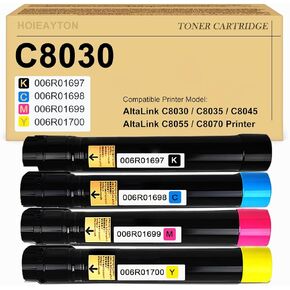 Altalink C8030 C8035 Toner Cartridge Replacement for Xerox 006R01697 006R01698 006R01699 006R01700 Toner Compatible for Xerox AltaLink C8030 C8035 C8045 C8055 C8070 Printer(Black Cyan Magenta Yellow)