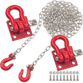 1/10 RC Metal Tow Hook with Trailer Tow Chain Buckle Shackles RC Decorations Accessories Compatible with Axial SCX10 Traxxas TRX4 90046 Tamiya CC01 D90 TF2 1/10 RC Crawler Car
