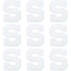 MECCANIXITY Letters G Patches White Iron-On Letters G Patch Sew Sew Embroidered Applique Patches 4.7cm/1.85 Inch Hot Melt Adhesive Process for Clothing Repair Backpack Jean,Pack of 9