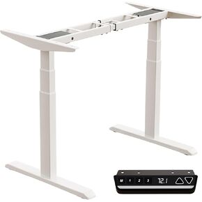 Okin Dual Motor Electric Standing Desk Frame with Memory Controller, Standing Desk Legs Up to 49.3", 3 Stage Rapid Mount Adjustable Desk Legs 270lbs Load Capacity for Home & Office, Silver Frame Only