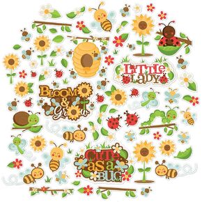 Paper Die Cuts - Cute as a Bug - for Spring - Over 60 Cardstock Scrapbook Die Cuts - by Miss Kate Cuttables
