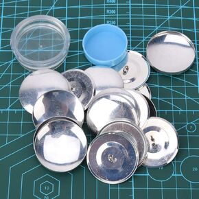Self Cover Buttons Kit, Round Fabric Covered Button with Flat Backs 1 Buckle Tools and 10 Buckle Base Set, for DIY Handmade Crafts Buckle Making Tools (40MM)